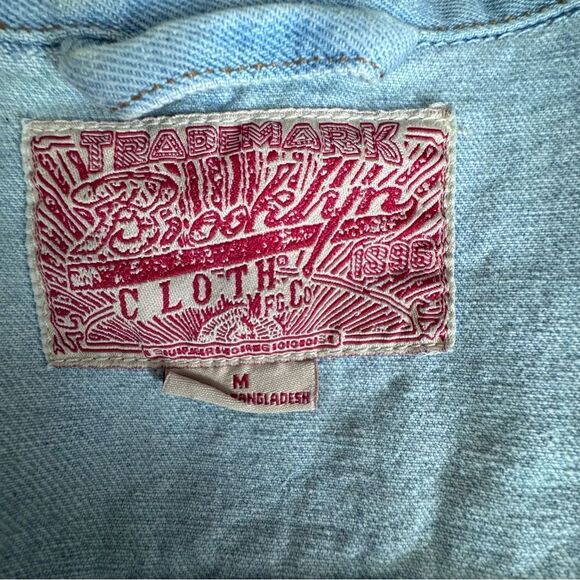 Brooklyn Cloth Denim Jacket Trucker Western Blue Pockets SZ M - Picture 8 of 12